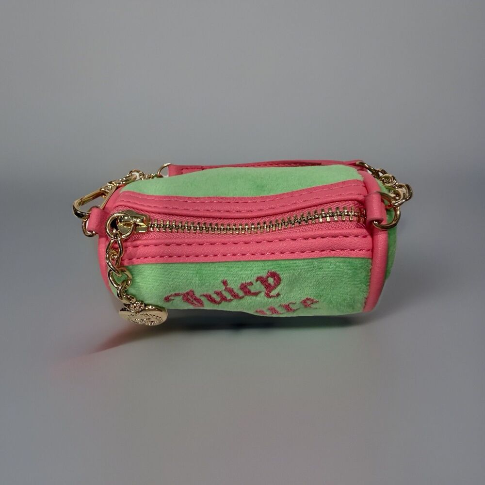 Juicy Couture Retro Green Pink Velour Mini Barrel Charm - Picture 3 of 10